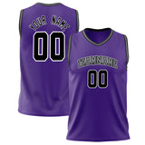 Custom Purple Black Solid Color Basketball Jersey