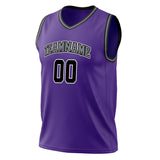 Custom Purple Black Solid Color Basketball Jersey