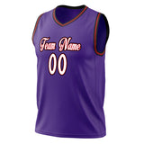 Custom Purple White Solid Color Basketball Jersey