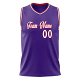 Custom Purple White Solid Color Basketball Jersey