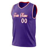 Custom Purple White Solid Color Basketball Jersey