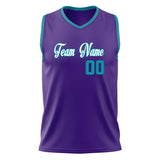 Custom Purple Teal Solid Color Basketball Jersey