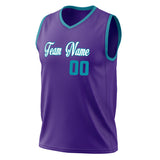 Custom Purple Teal Solid Color Basketball Jersey