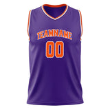 Custom Purple Orange Solid Color Basketball Jersey