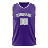 Custom Purple Gray Solid Color Basketball Jersey