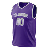 Custom Purple Gray Solid Color Basketball Jersey