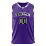 Custom Purple Black Solid Color Basketball Jersey