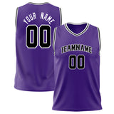 Custom Purple Black Solid Color Basketball Jersey