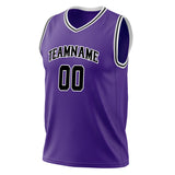 Custom Purple Black Solid Color Basketball Jersey