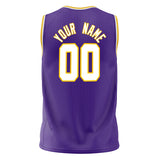 Custom Purple White Solid Color Basketball Jersey