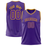 Custom Purple Gold Solid Color Basketball Jersey