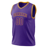 Custom Purple Gold Solid Color Basketball Jersey