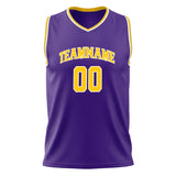 Custom Purple Gold Solid Color Basketball Jersey