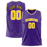 Custom Purple Gold Solid Color Basketball Jersey