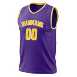 Custom Purple Gold Solid Color Basketball Jersey