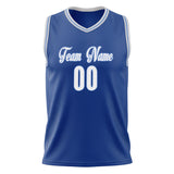 Custom Royal White Solid Color Basketball Jersey