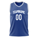 Custom Royal White Pinstripe Basketball Jersey