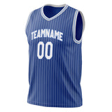 Custom Royal White Pinstripe Basketball Jersey