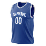 Custom Royal White Solid Color Basketball Jersey