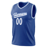 Custom Royal White Solid Color Basketball Jersey