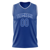 Custom Royal White Solid Color Basketball Jersey