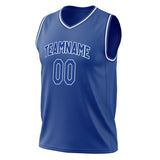 Custom Royal White Solid Color Basketball Jersey