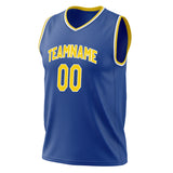 Custom Royal Yellow Solid Color Basketball Jersey