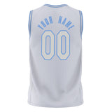 Custom White Light Blue Solid Color Basketball Jersey