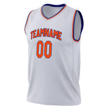 Custom White Orange Solid Color Basketball Jersey