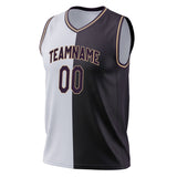 Custom White Black Split Basketball Jersey