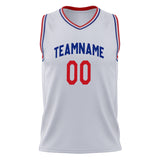 Custom White Red Solid Color Basketball Jersey