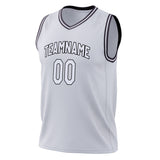 Custom White Black Solid Color Basketball Jersey