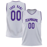 Custom White Purple Solid Color Basketball Jersey