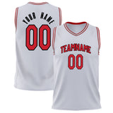 Custom White Red Solid Color Basketball Jersey