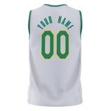 Custom White Teal Solid Color Basketball Jersey