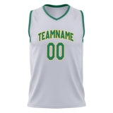 Custom White Teal Solid Color Basketball Jersey