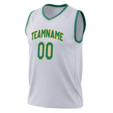 Custom White Teal Solid Color Basketball Jersey