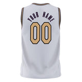 Custom White Old Gold Solid Color Basketball Jersey