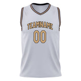 Custom White Old Gold Solid Color Basketball Jersey