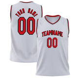 Custom White Red Solid Color Basketball Jersey