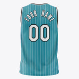 Custom Teal White Pinstripe Basketball Jersey