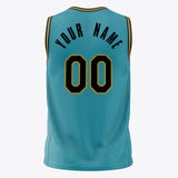 Custom Teal Black Solid Color Basketball Jersey
