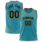 Custom Teal Black Solid Color Basketball Jersey