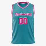 Custom Teal Pink Solid Color Basketball Jersey