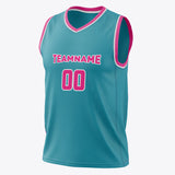 Custom Teal Pink Solid Color Basketball Jersey