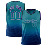 Custom Teal Purple Solid Color Basketball Jersey