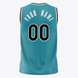 Custom Teal Black Solid Color Basketball Jersey