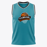 Custom Teal Black Solid Color Basketball Jersey