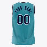 Custom Teal Black Solid Color Basketball Jersey