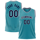 Custom Teal Black Solid Color Basketball Jersey BS02240626YX241